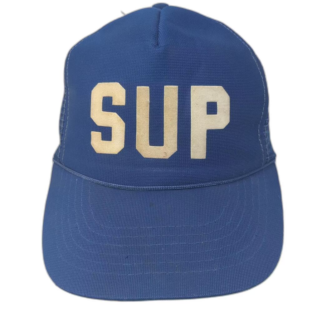 Designer Award Cap Trucker Hat Blue Beige L Snapback SUP Graphic Mesh Back